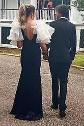 Mermaid V Neck Velvet Prom Dress with Slit